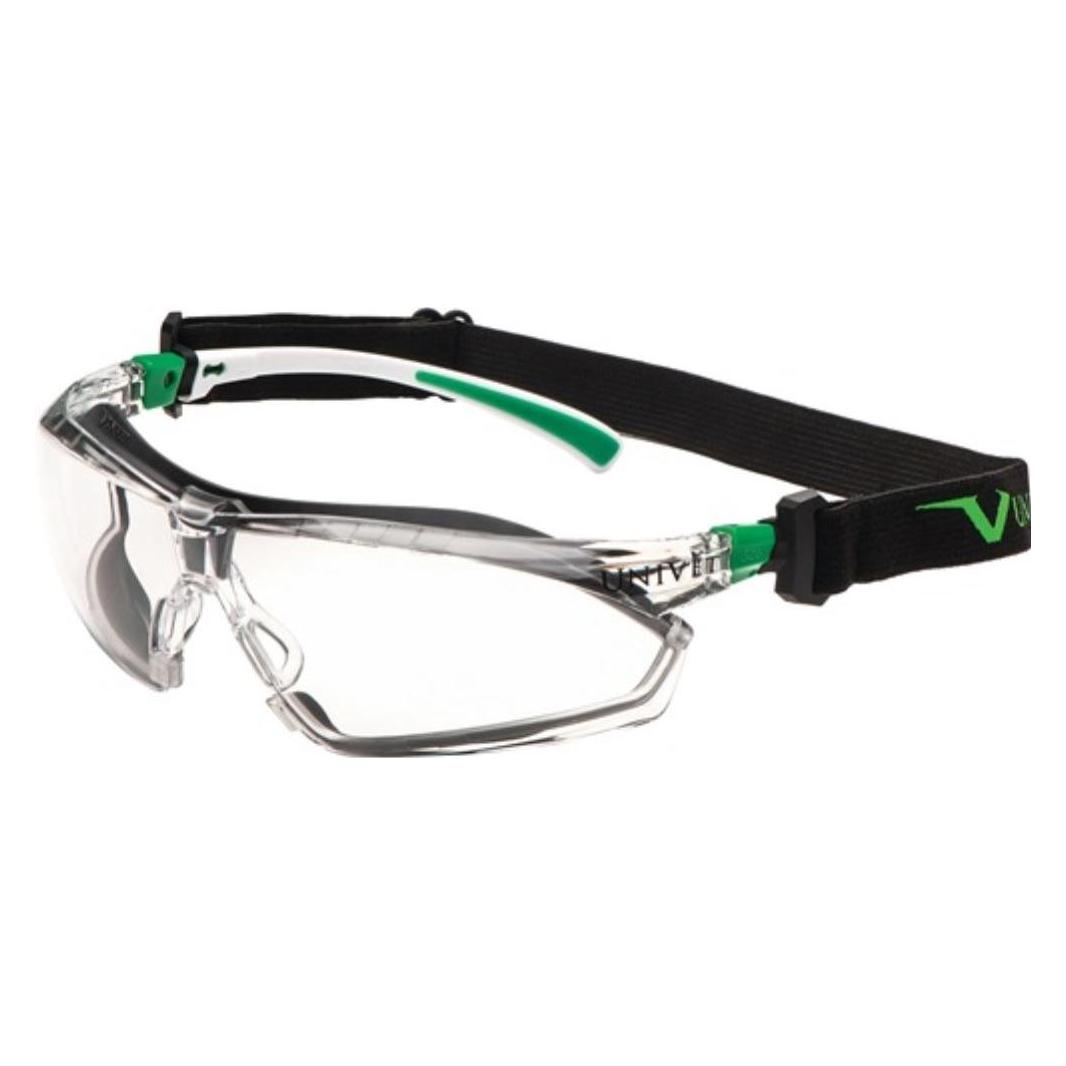 Univet Schutzbrille 506 UP Hybrid EN 166,EN 170 Bügel weiss grün,Scheibe klar (506UG030000)