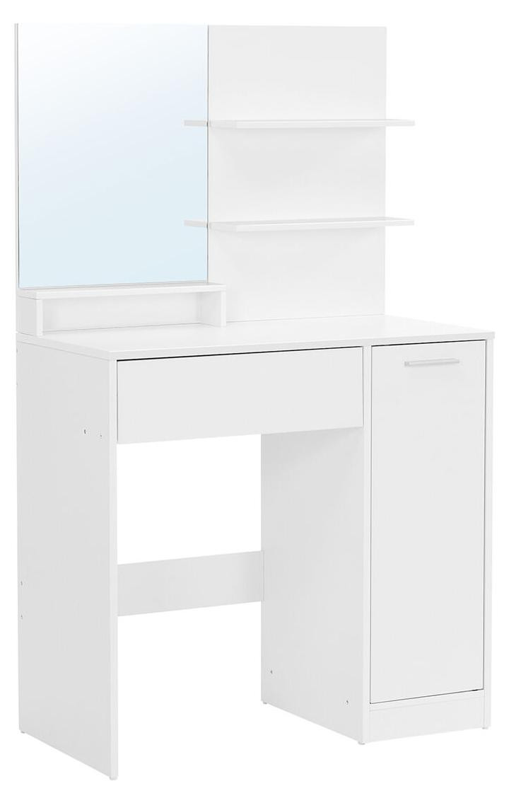 VASAGLE Make-uptafel met spiegel, 1 lade en 2 legplanken, wit