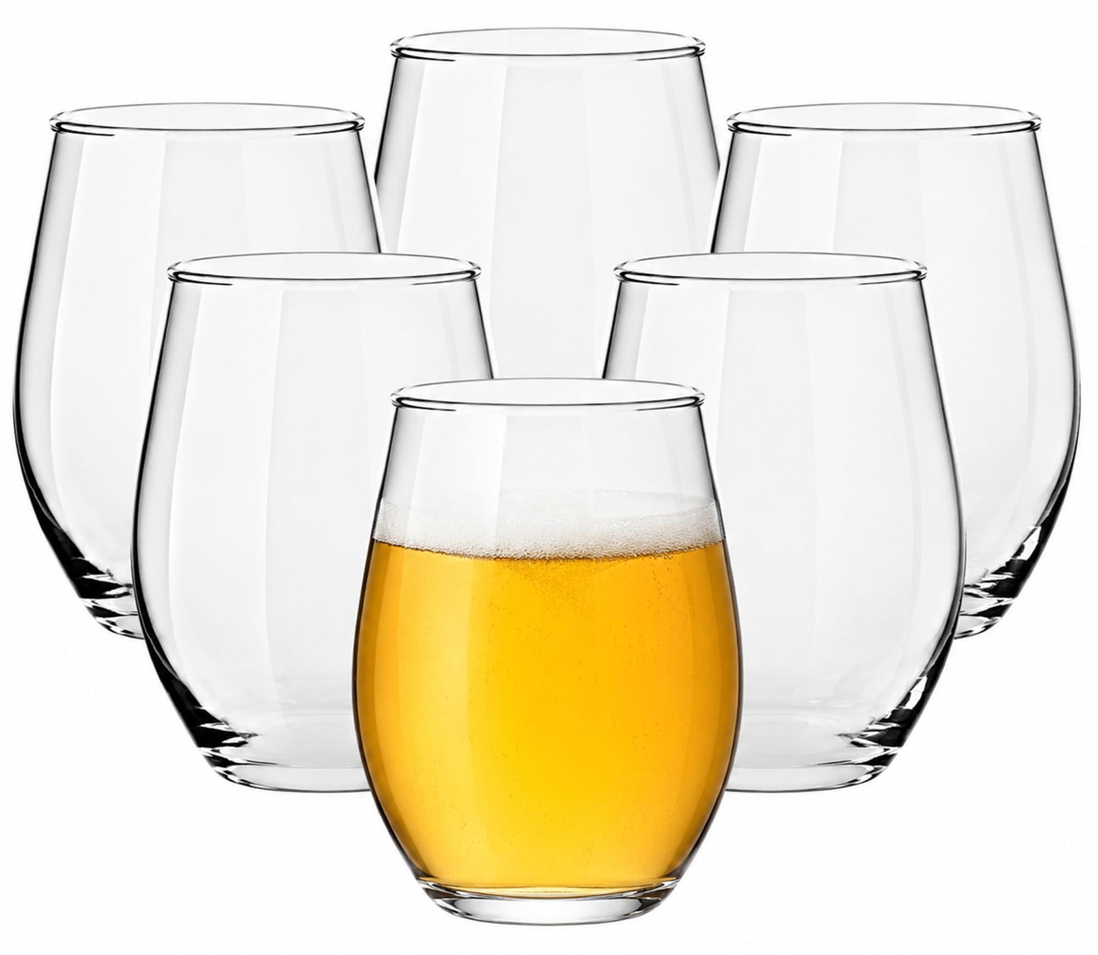 Dripio Set van zes transparante wijnglazen zonder voet, 580 ml
