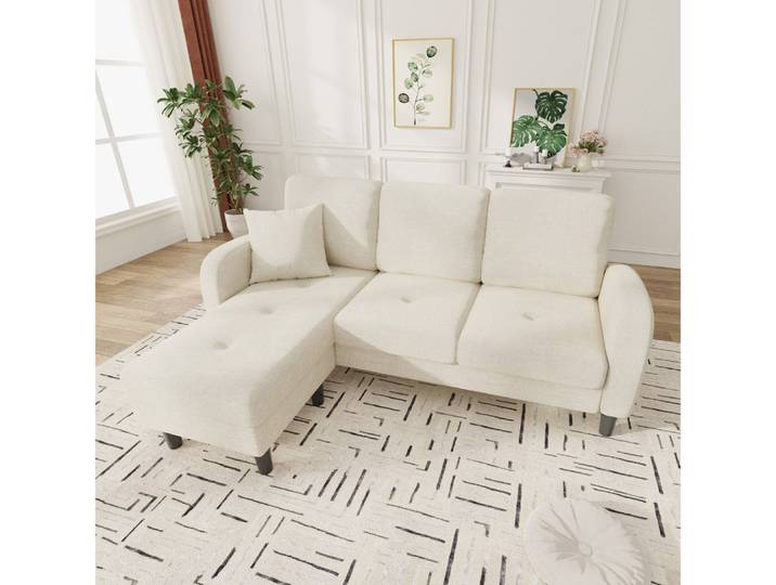 BBWL Sofa L-förmiges Ecksofa 3-Sitzer mit Chaiselongue, modulares Sofa, platzsparendes Wohnzimmer-Sofa mit langlebigen Kunststoffbeinen