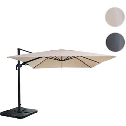 Gastronomie-Ampelschirm HWC-A96, 3x3m (Ø4,24m) schwenkbar, Polyester Alu/Stahl 23kg ~ creme mit Ständer