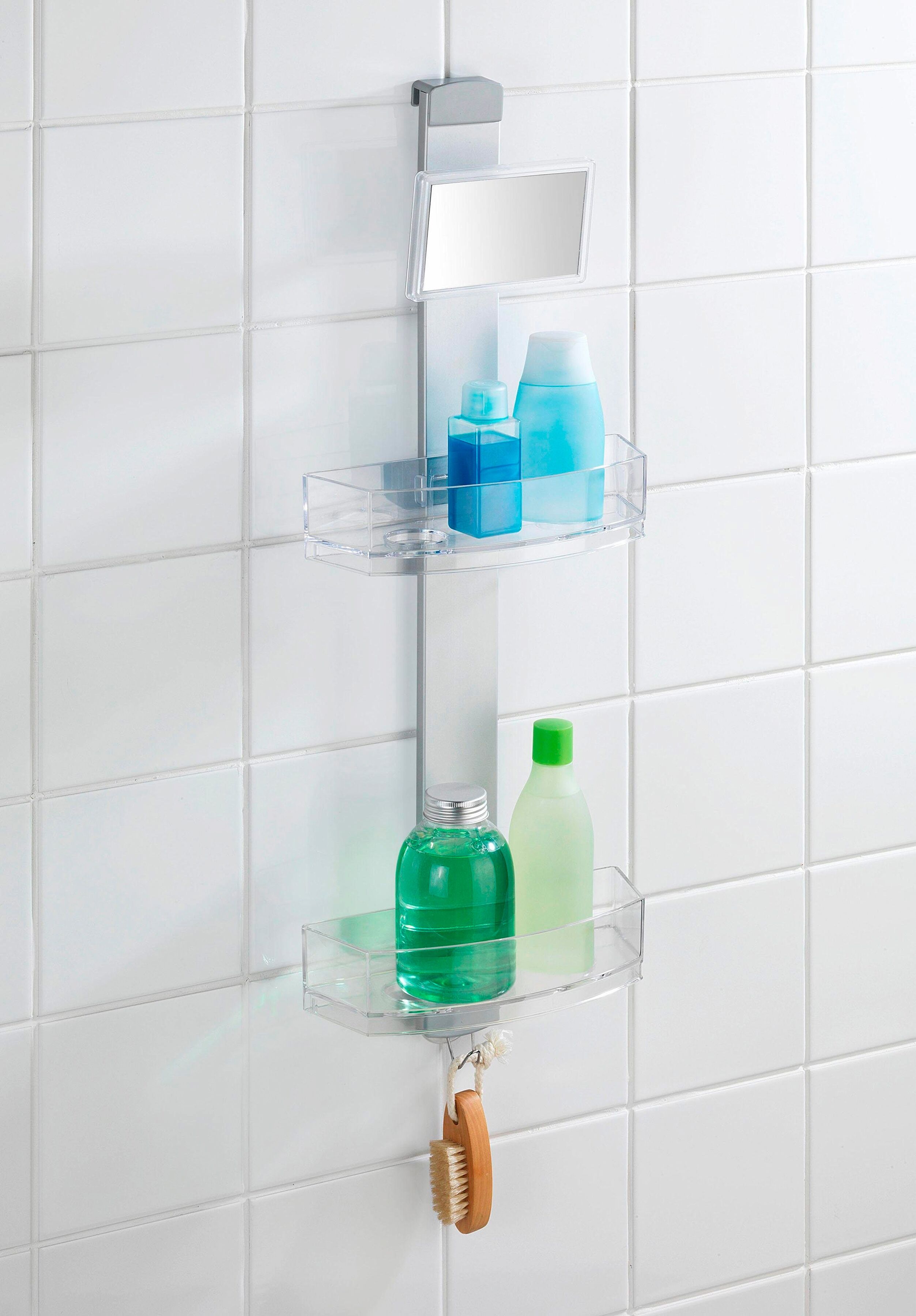 Duschablage WENKO "Premium", silber (silberfarben), B:25cm H:71cm T:10cm, Edelstahl, Regale, Duschablage silberfarben B/H/T: 25cm x 71cm x 10cm