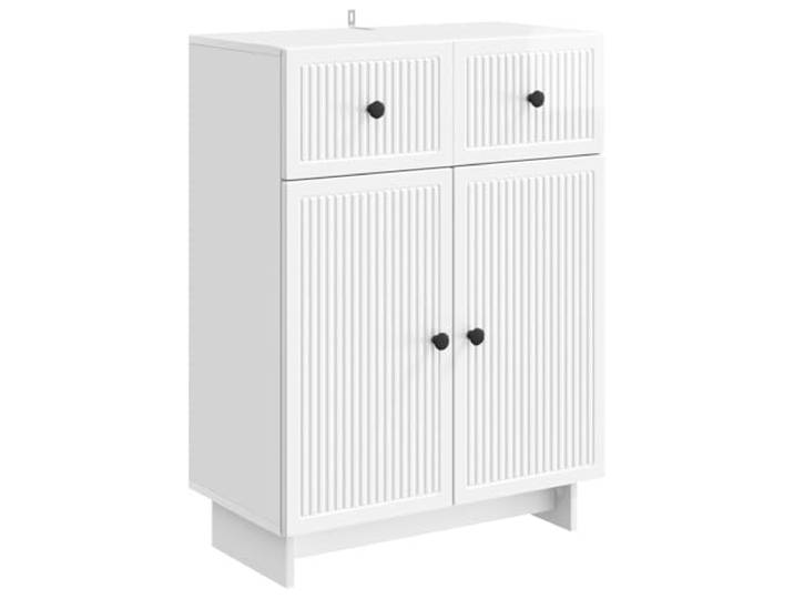 KGFHERENB Sideboard Hochglanz Weiß 66x34,5x90cm Kommode Holzwerkstoff Vielseitiger Schrank für Wohnzimmer und Schlafzimmer mit Schublade, Schwenktüren und robuster Wandbefestigung.