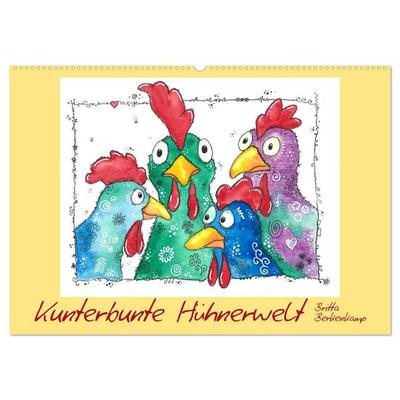 Kunterbunte Hühnerwelt (Wandkalender 2027 DIN A2 quer), CALVENDO Monatskalender