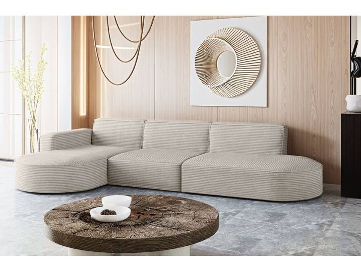Kaiser Möbel Ecksofa Designer, Sofa L form MODENA stoff Poso, Dekorative Kissen, viele Farben, bequem