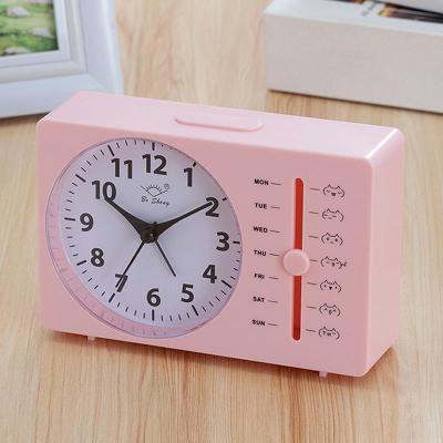 Inspired Deals Modern Silent Quartz Alarm Clock With Weekly Function For Desk & Bedside pink