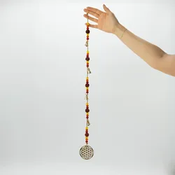 Indian Chimes - Brass Flower of Life with Rudraksha Beads String Bells - 6x63cm
