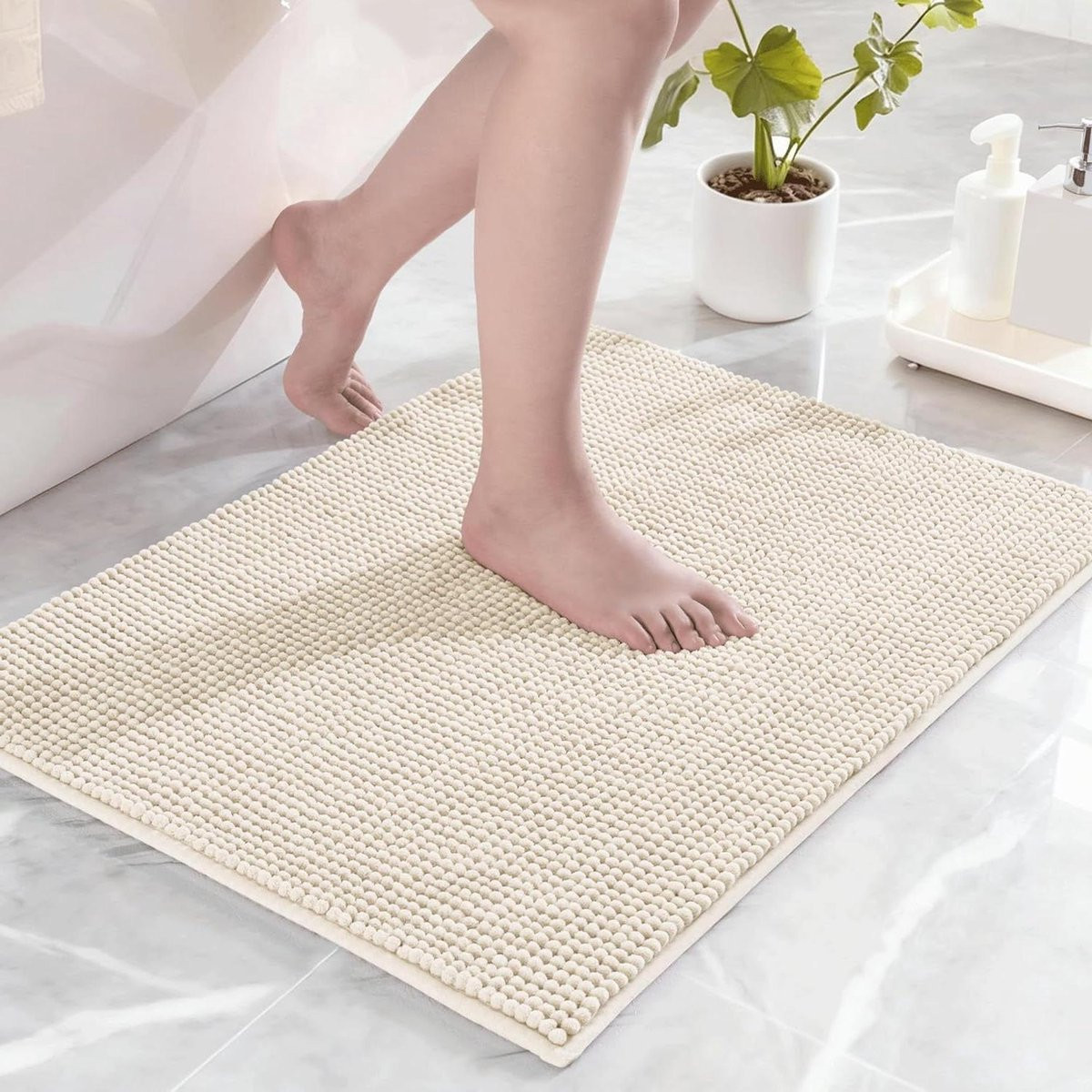 Badkamermat Chenille in Ivoor - Extra Zachte Vloermat - 40 x 60 cm