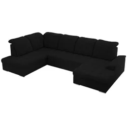 WOHNLANDSCHAFT MADRITO U - Schwarz Boucle - Links