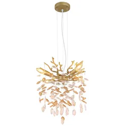 Hängeleuchte Pendelleuchte Wohnzimmerlampe höhenverstellbar Gold Metall H 120 cm