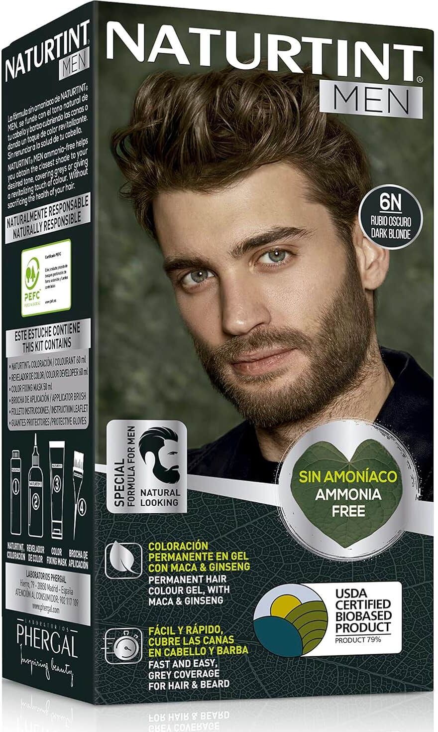 Naturtint Men Gel Coloracion Permanente 6 N Rubio Oscuro 170 ml