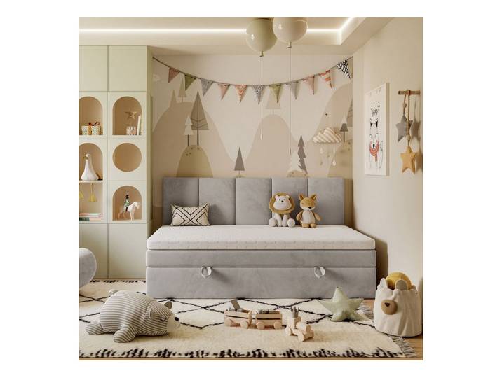 Lookway Boxspringbett Kontinental ELZA MINI mit Bettkasten und Topper, h:103, b:200, komfortabel gepolstertes, hohes Kopfteil