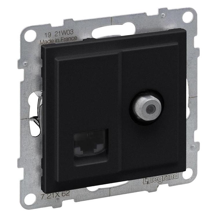 Legrand TV F-TYPE + RJ45 CATEGORY 6 UTP BLACK (721462)
