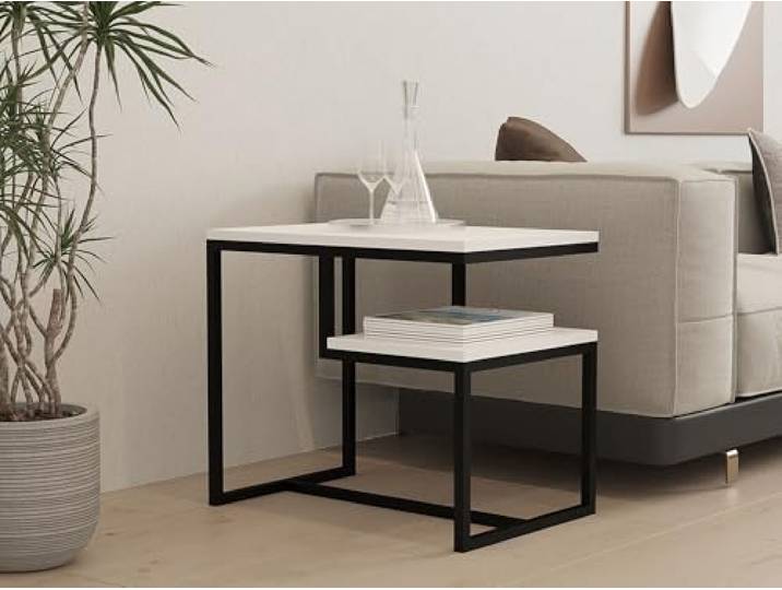 Hanah Home Modern White Coffee Table, 60 x 52 x 40 cm 100% Melamine Coated Particle Board, 18 mm Thick Stylish & Functional Design for Any Living Space