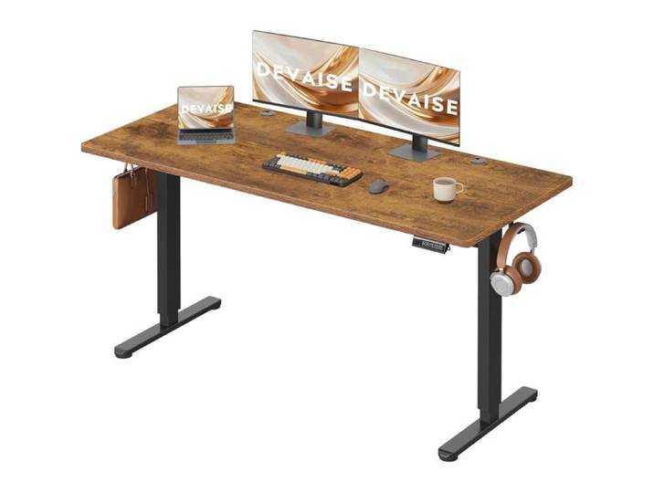 Bureau assis-debout - DEVAISE - 160×70 cm - Hauteur 72–118 cm - Moteur silencieux & 3 mémoires