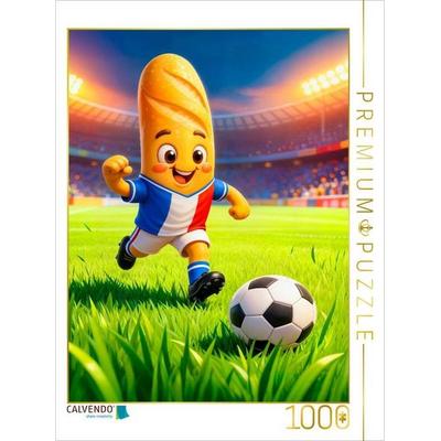 CALVENDO Puzzle ranzösisches Baguette Fußballer in lebendiger Stadionszene | 1000 Teile Lege-Größe 64x48cm Foto-Puzzle für glückliche Stunden