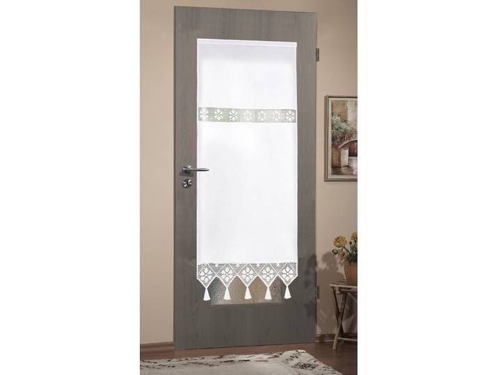 Türvorhang HOME WOHNIDEEN TONI Gr. 2, weiß, B:90cm H:175cm, Baumwolle, Polyester, Gardinen, Türvorhang, Türvorhang mit Häkeleinsätzen