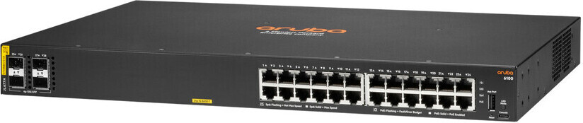 HPE Aruba Networking Networking CX6100 24G Class4 PoE 4SFP+ 370W Switch, Managed, L3, Gigabit Ethernet (10/100/1000), Power over Ethernet (PoE), Rack-Einbau, 1U
