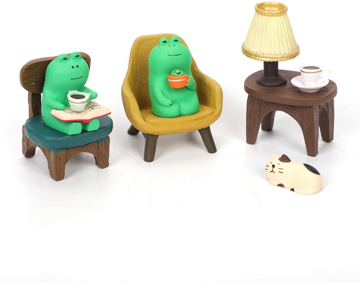 Set van 6 Miniatuur Kikker Beeldjes voor Decoratie van Tuin, Bureau of Slaapkamer