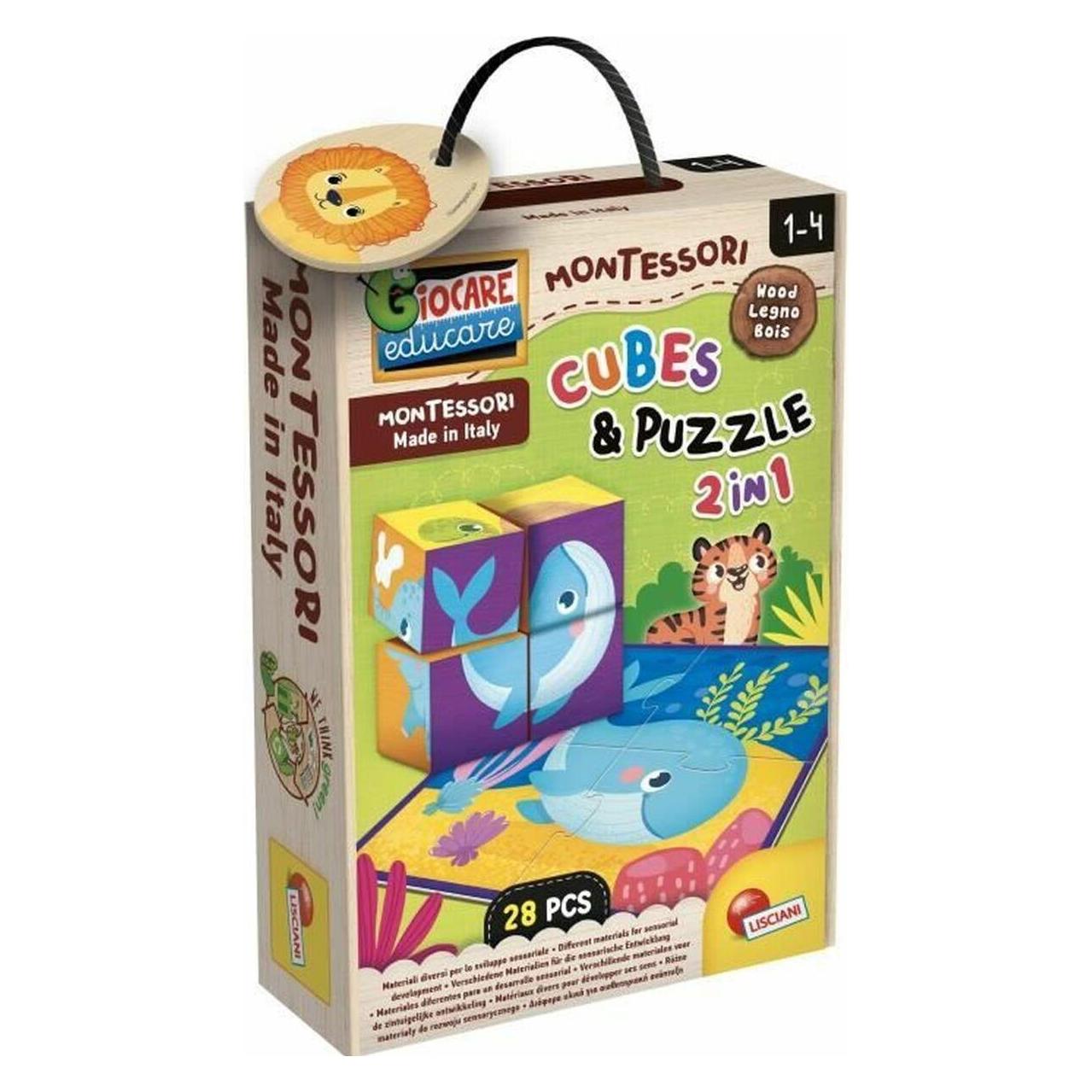 Lisciani Montessori Wooden Cubes And Puzzles (8008324098347-8008324098347)