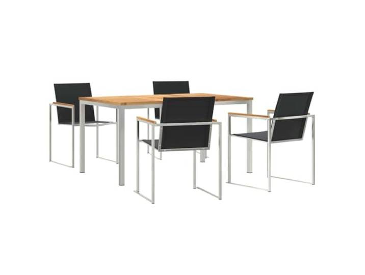 PUGYNBK Garten-Esszimmer-Set, 5-teilig, Edelstahl Sitze aus Textilen, flache Armlehnen, pulverbeschichtet, pflegeleicht