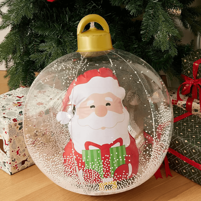 Inspire Essentials GlowOrb 60 Cm Giant Inflatable Christmas Ball With LED Lights Transparent Outdoor Ornament a No Light