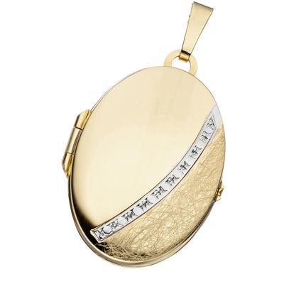 Medallionanhänger JOBO "Anhänger Medaillon oval", gold (gelbgold 333), Schmuckanhänger, Damen, Gelbgold 333, 333 Gold bicolor