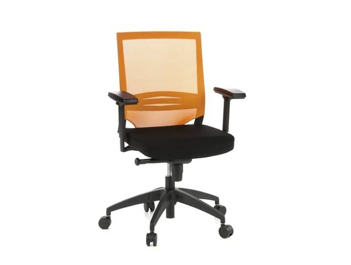 hjh OFFICE Chaise de Bureau Professionnelle Porto Base Tissu/Filet Orange Chaise pivotante Ergonomique\, accoudoirs & Soutien Lombaire réglables