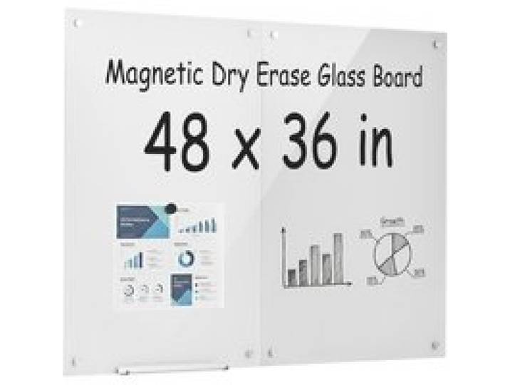 VEVOR Whiteboard Magnetisch 900x600 mm Wandtafel Magnettafel 2er-Pack Weiß, Büro Schule Klassenzimmer Homeschooling Rahmenlos 4,3 mm Dickes Sicherheitsglas inkl. Marker Magnete Schwamm