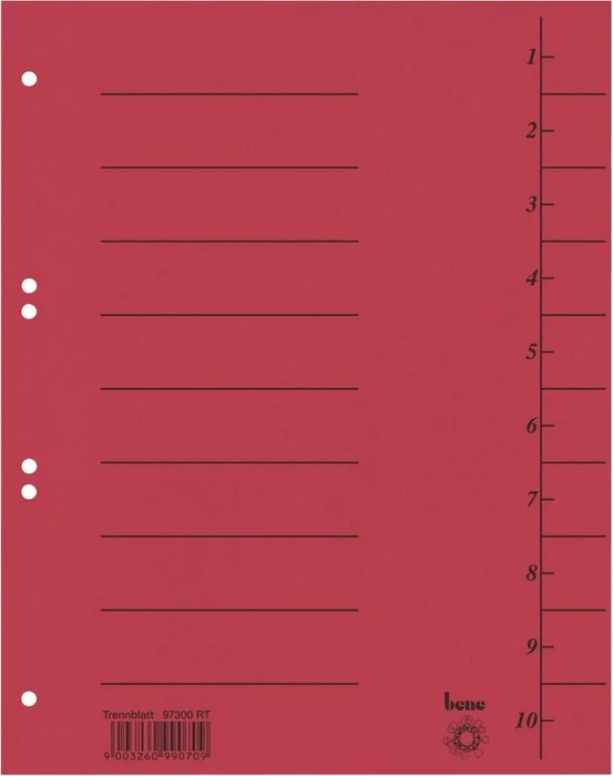 bene Trennblätter 1-10 rot, 100 St.