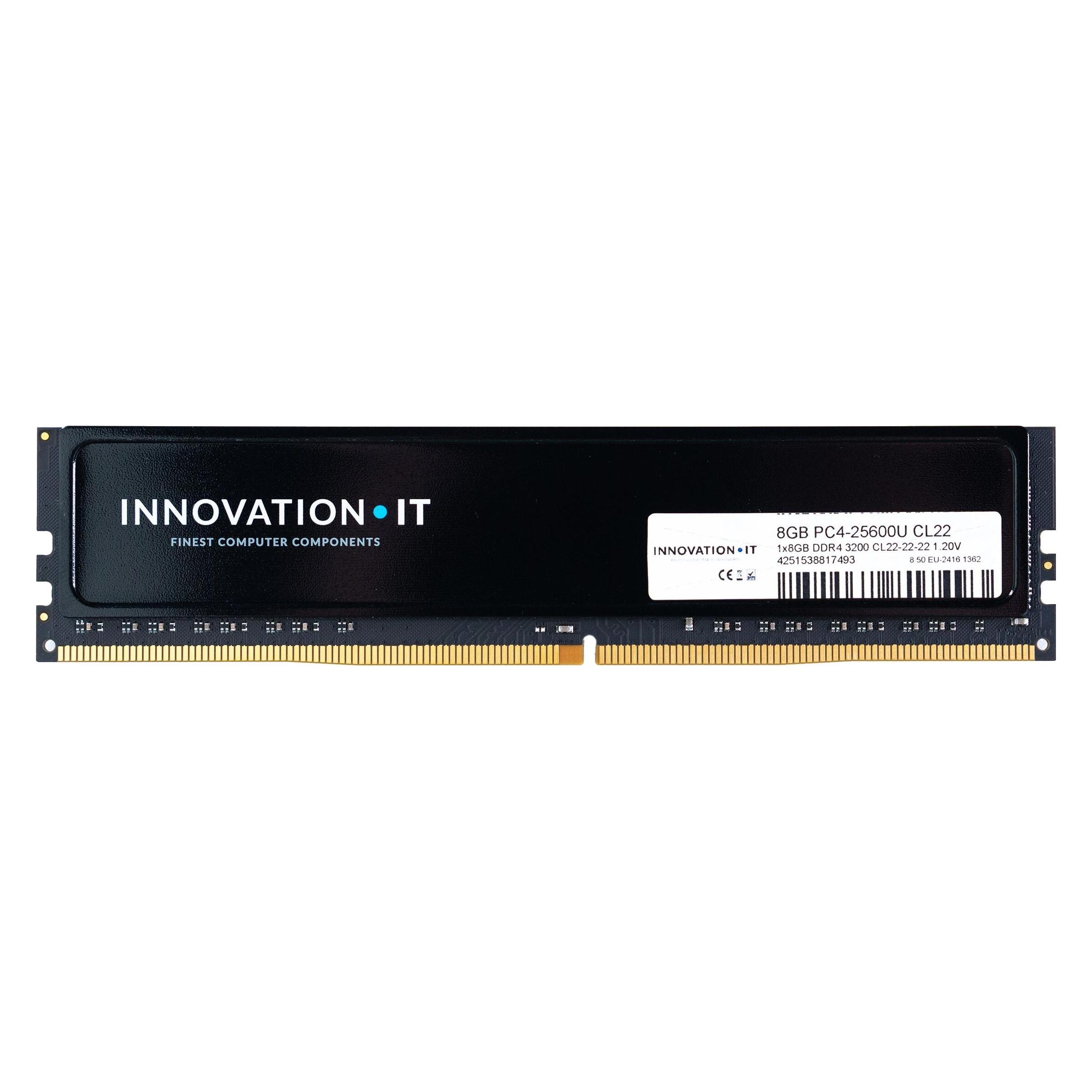 Innovation IT 3200 8GB CL22 1.2V with Heatspreader (CL22-22-22) (3200 MHz, DDR4-RAM, DIMM) (4251538817493)