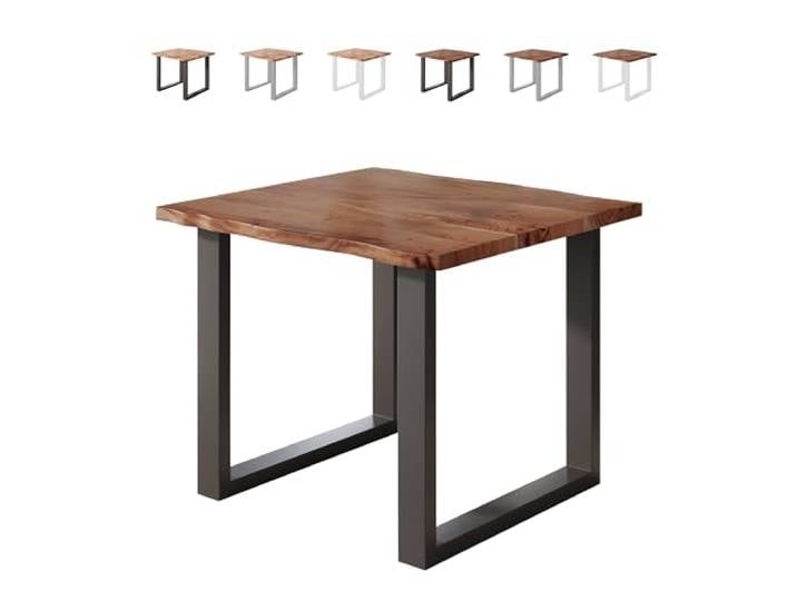 Loreno Esstisch 90×90×77cm Vento Akazie Nussbaum – U-Gestell Schwarz Massiver Akazienholztisch nussbaumfarben mit 26mm starker Tischplatte – Perfekt für Esszimmer und Küche