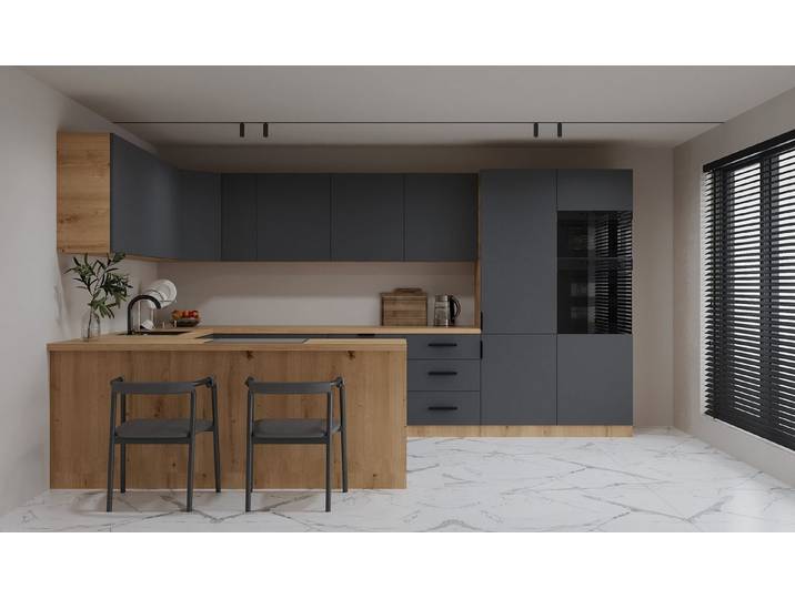ROYAL24_MARKT Küchenzeile - K106-G860 - Langen - Design für höchste Ansprüche, (Komplett Set), Beste Güte - Innovativ - Modern.