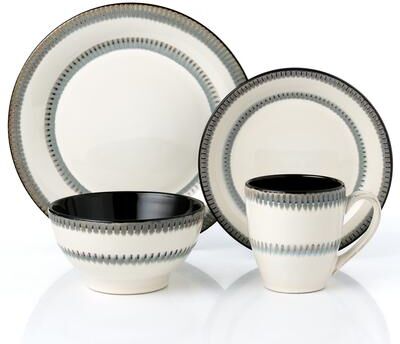 Lorren Home Trends 16 Piece Stoneware Set-Contrast