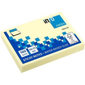 Info Haftnotizen Sticky Notes, 5656-01, gelb, 50 x 75mm, selbstklebend, 100 Blatt