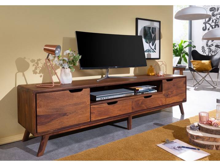 TV-Board Sheesham 180x40x48 walnuss gewachst MALMÖ 2 #121