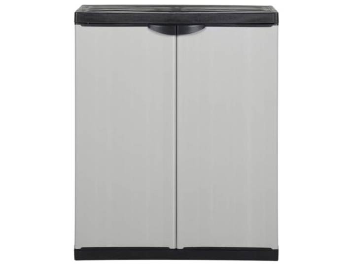 KLGBNCVE Garten-Lagerschrank mit 1 Boden Grau Schwarz 68x40x85 cm PVC und PP,robust,leicht zu reinigen,Stauraum,für Garten und Terrasse,abschließbar