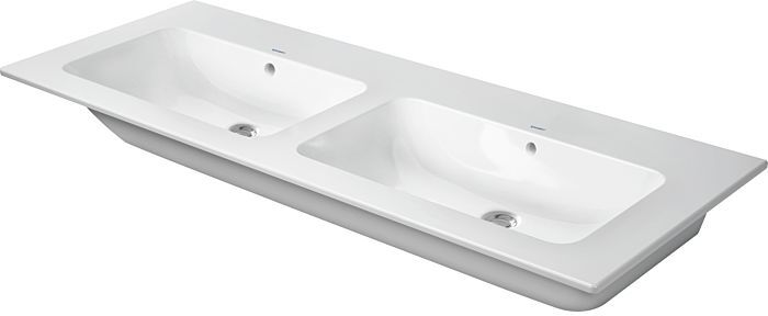 Duravit Me by Starck Möbel-Doppelwaschtisch 2336130060 130x49cm, ohne Hahnloch, mit Überlauf, Hahnlochbank, weiß