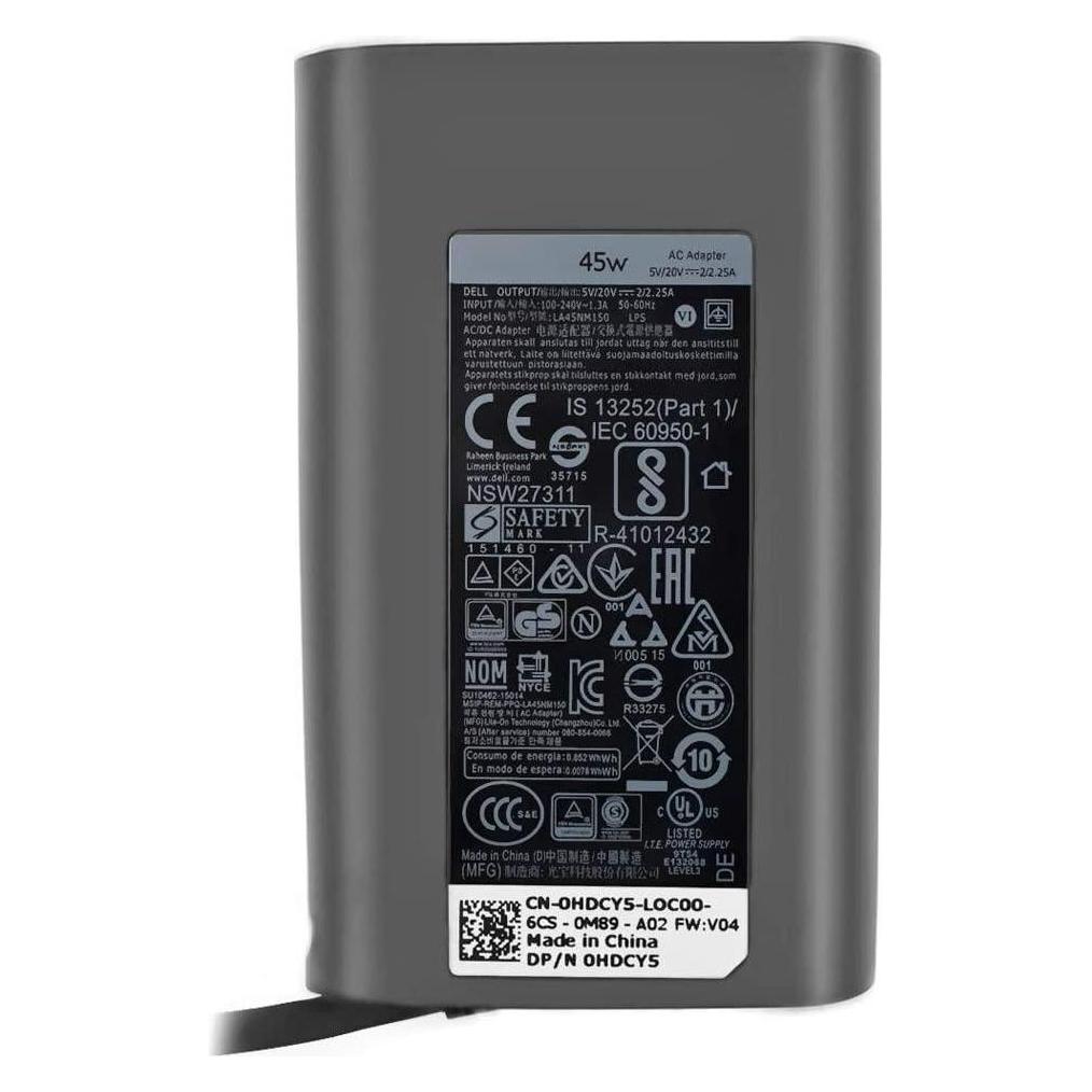 Dell AC Adapter, 45W, 19.5V, 3 (45 W) (492-BCDL)