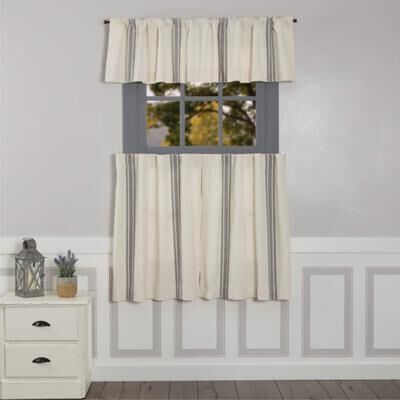 VHC Brands Market Place Gray Grain Sack Stripe Tier Set of 2