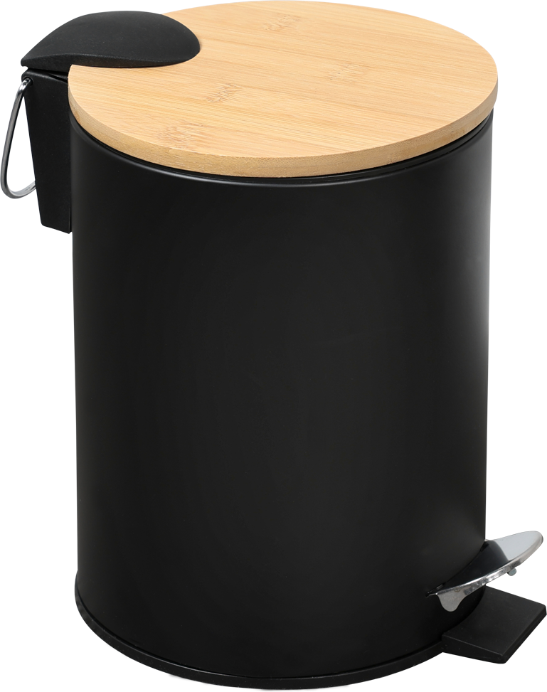 Kosmetikeimer KESPER "Mülleimer Bambus, FSC zertifiziert, 3l", schwarz, B:17cm H:23cm T:17cm Ø:17cm, Bambus, Kunststoff, Metall, Mülleimer, Kosmetikeimer, inkl. Inneneimer, Deckel mit Soft-Close