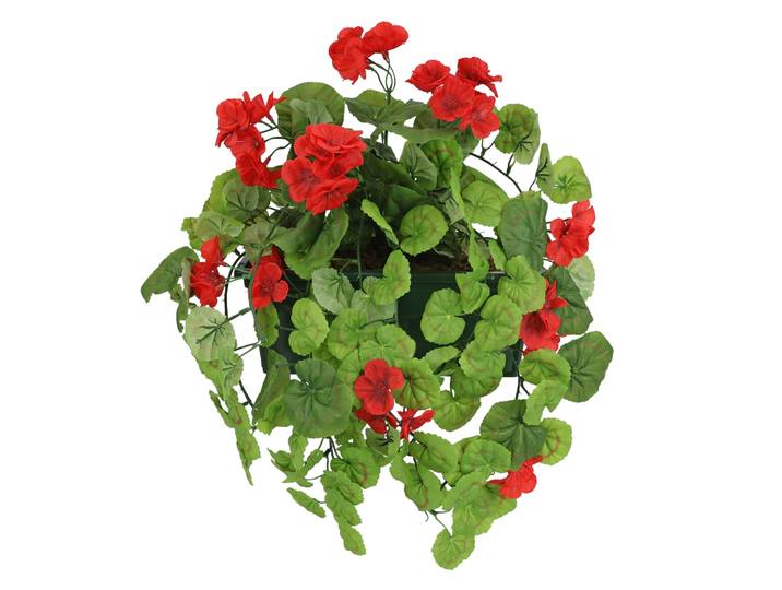 Kunstblume I.GE.A. Kunstpflanze 'Geranie im Kasten' 38cm Balkonblume Balkonpflanze , rot, B:30cm H:38cm T:21cm, Obermaterial: 90% Polyester, 10% sonstige Fasern, Kunstpflanzen, Kunstblume, Blütenbusch Dekopflanze Geranie Girlande hängend Pflanze künstlich