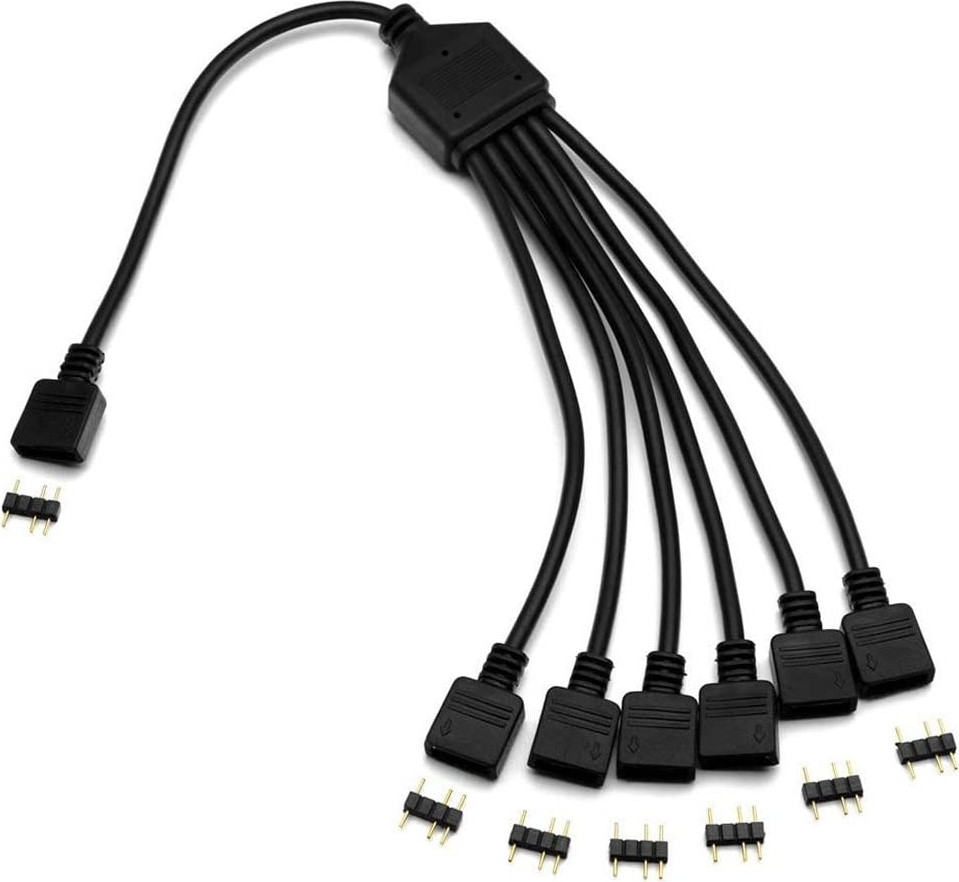 EK Water Blocks EK-D-RGB 6-wegs splitterkabel, zwart, 300 mm