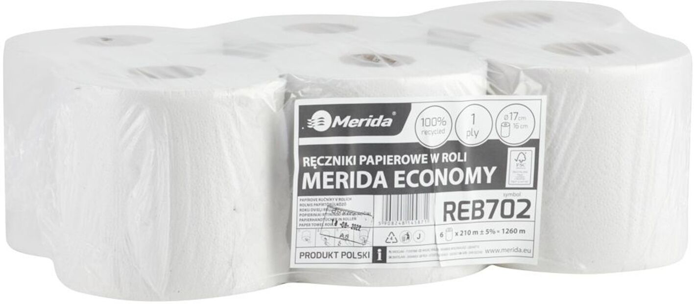 B2B Partner Ręczniki papierowe w rolkach ECONOMY FLEXI MINI, białe, jednowarstwowe, rolka 210 m, 6 szt.