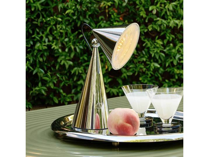 Tom Dixon Tischlampe POSE, dimmbar, chrom / silber, für Wohn- / Esszimmer, Kunststoff, Design, Tischlampe