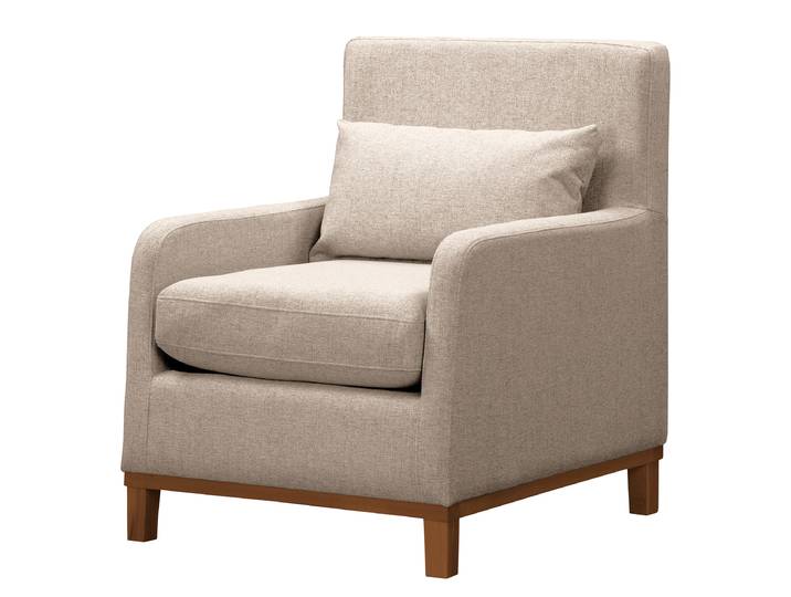 Sessel Beige Flachgewebe Nea Walnuss 70 x 84 x 88cm