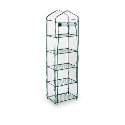Relaxdays Gewächshaus Balkon, HBT: 193 x 58 x 36 cm, 5 Etagen, Eisen & PVC-Folie, Foliengewächshaus, transparent/grün