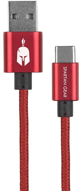 Nintendo Spartan Gear Kaksipuolinen USB C Latauskaapeli 2m Punainen PS5 Xbox Series