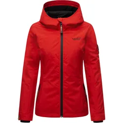 MARIKOO Damen Sportliche Outdoorjacke Übergangs Regenjacke mit Kapuze Brombeere