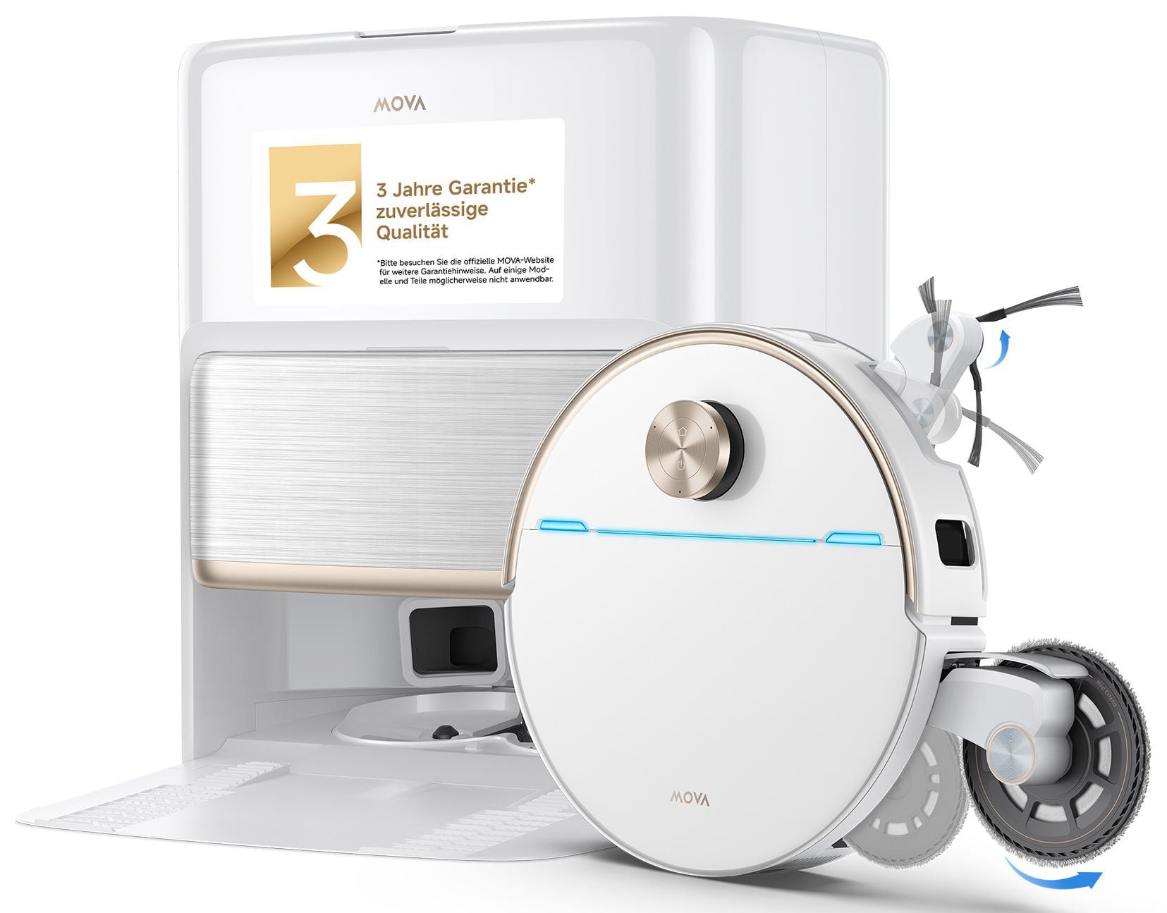 Mova V70 Ultra Complete Saugroboter mit Wischfunktion mit Vollautomatischer Basisstation weiß V70 Ultra Complete white